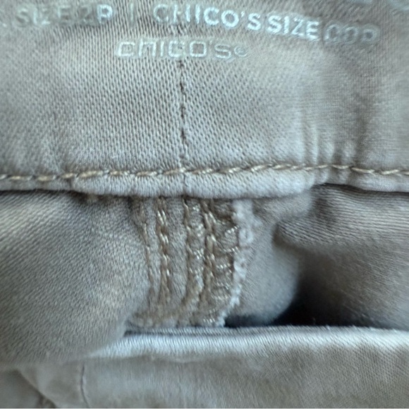 Chico's Girlfriend Slim Leg Ankle Tan Casual Comfy Stretch Pants Women's 2P EUC - Picture 6 of 11